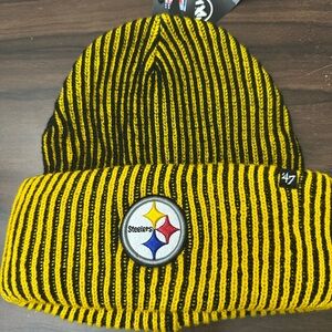 Men's Black and Yellow Striped Beanie